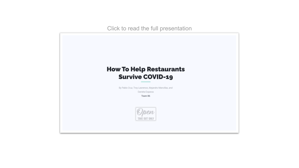 DS4A Capstone Project Spotlight Help Restaurants Survive Covid19